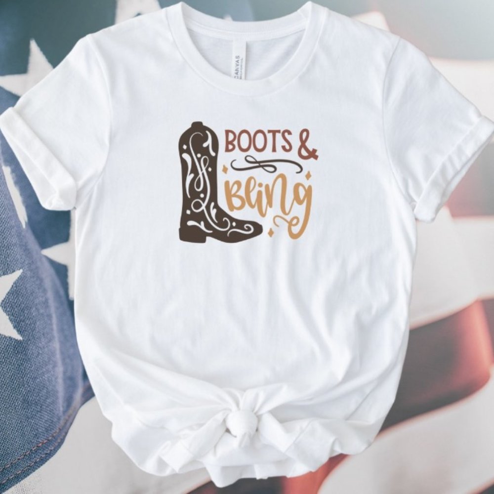 Soft Comfy Graphic Tee Boots & Bling